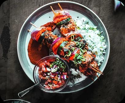 Beef Skewers with Rice